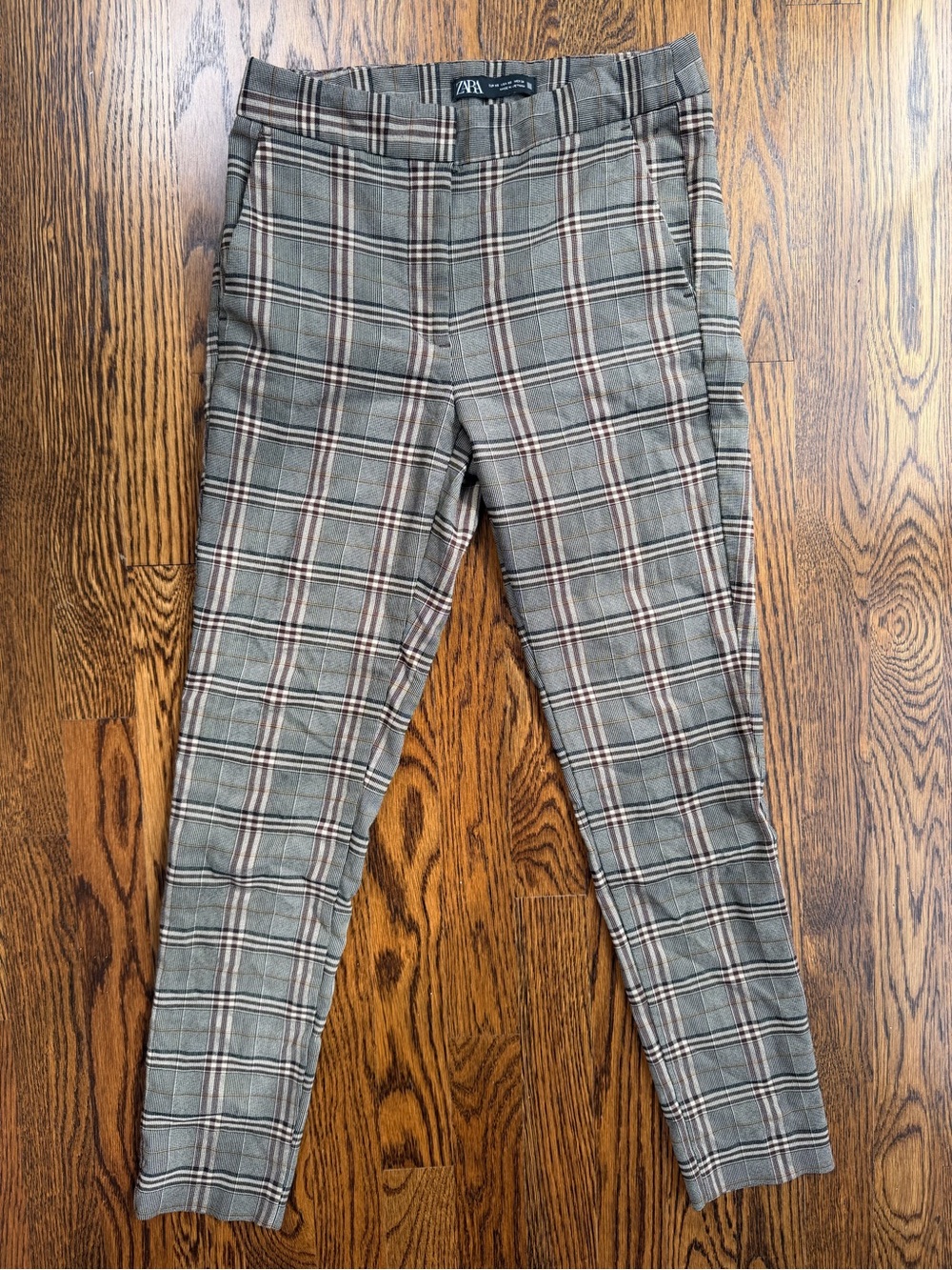 ZARA Women’s Brown Fall Preppy Plaid Slim Fit Pants